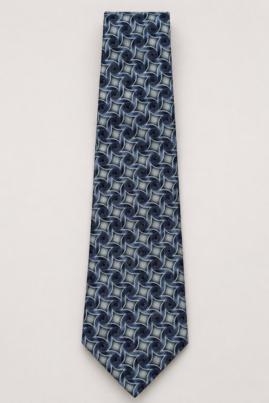 Ermenegildo Zegna Blue Geometric Silk Tie Made in Italy Luxury Designer Necktie
